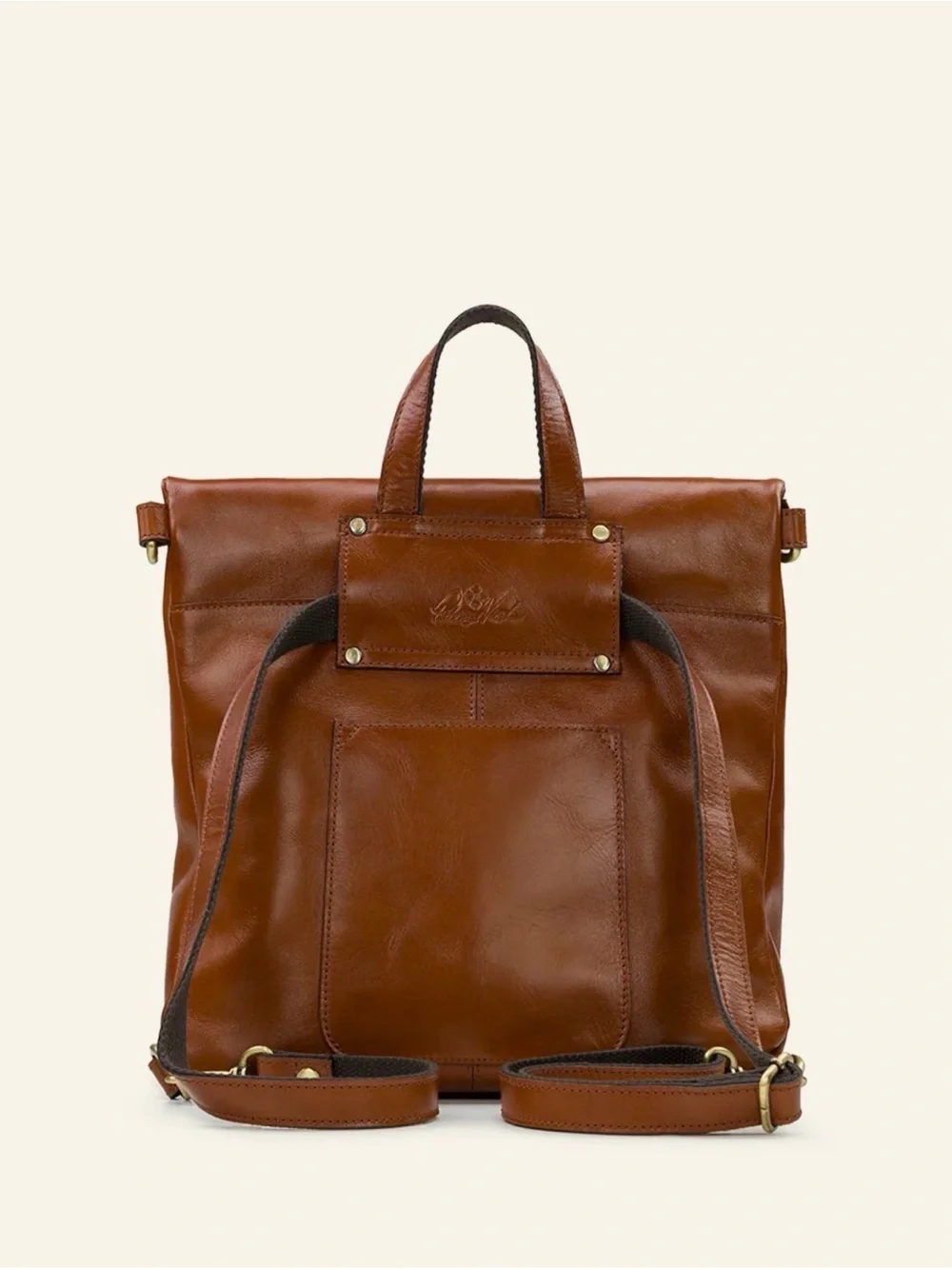 Patricia Nash Luzille Leather Convertible Backpack Tote Tan